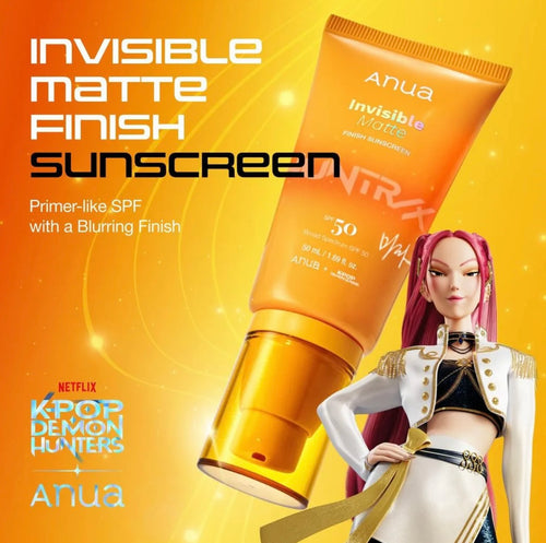 Anua Invisible Matte Finish Sunscreen. Kpop Demon+Hunters